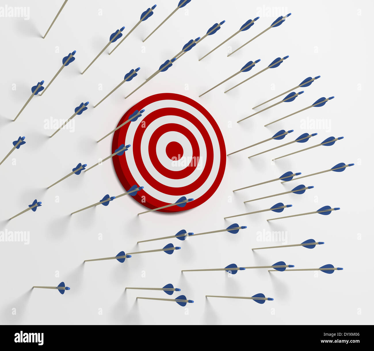 Tens of arrows that have missing  the target Stock Photo