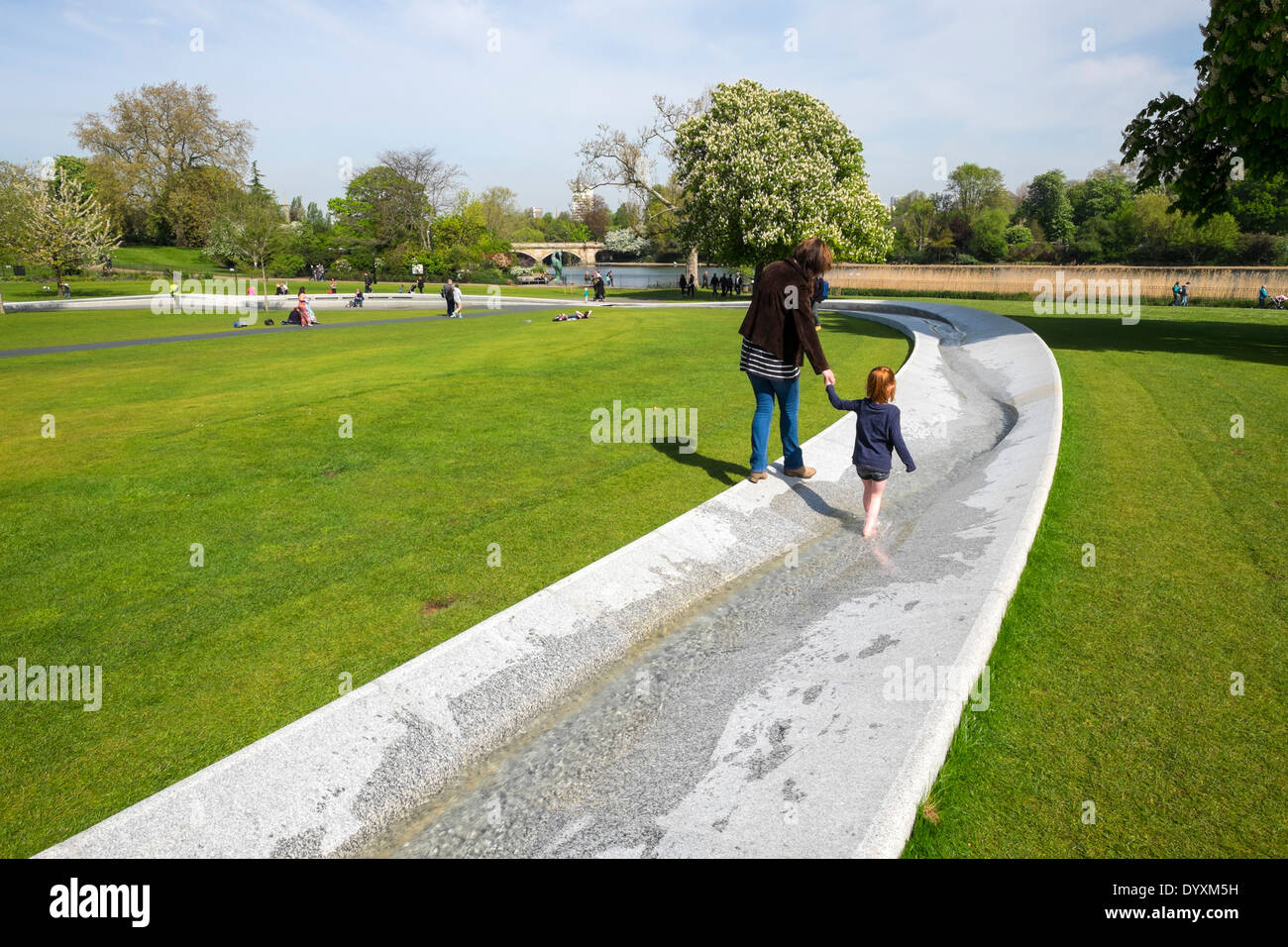 Princess Diana memorial fountain in Hyde Park London United Kingdom Stock Photo