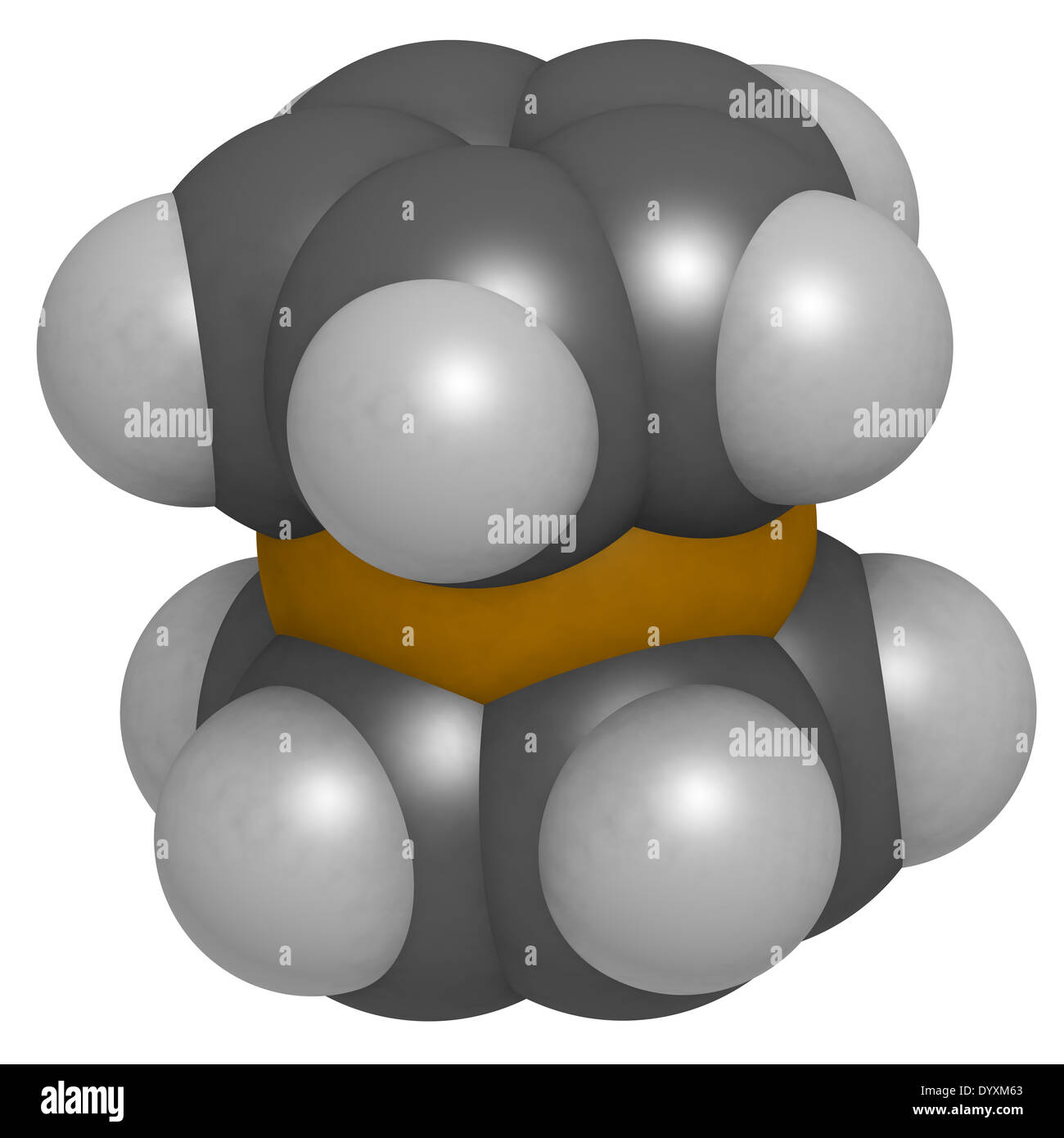 Ferrocene organometallic molecule, chemical structure. Stock Photo