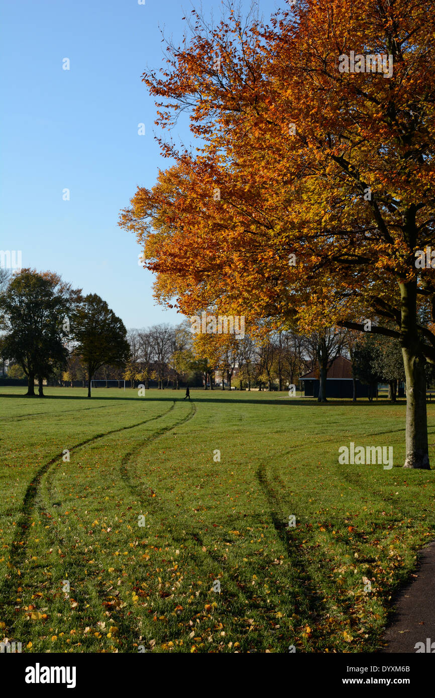 Goodmayes Park, Iford, Essex on a clear day in Autumn. Stock Photo