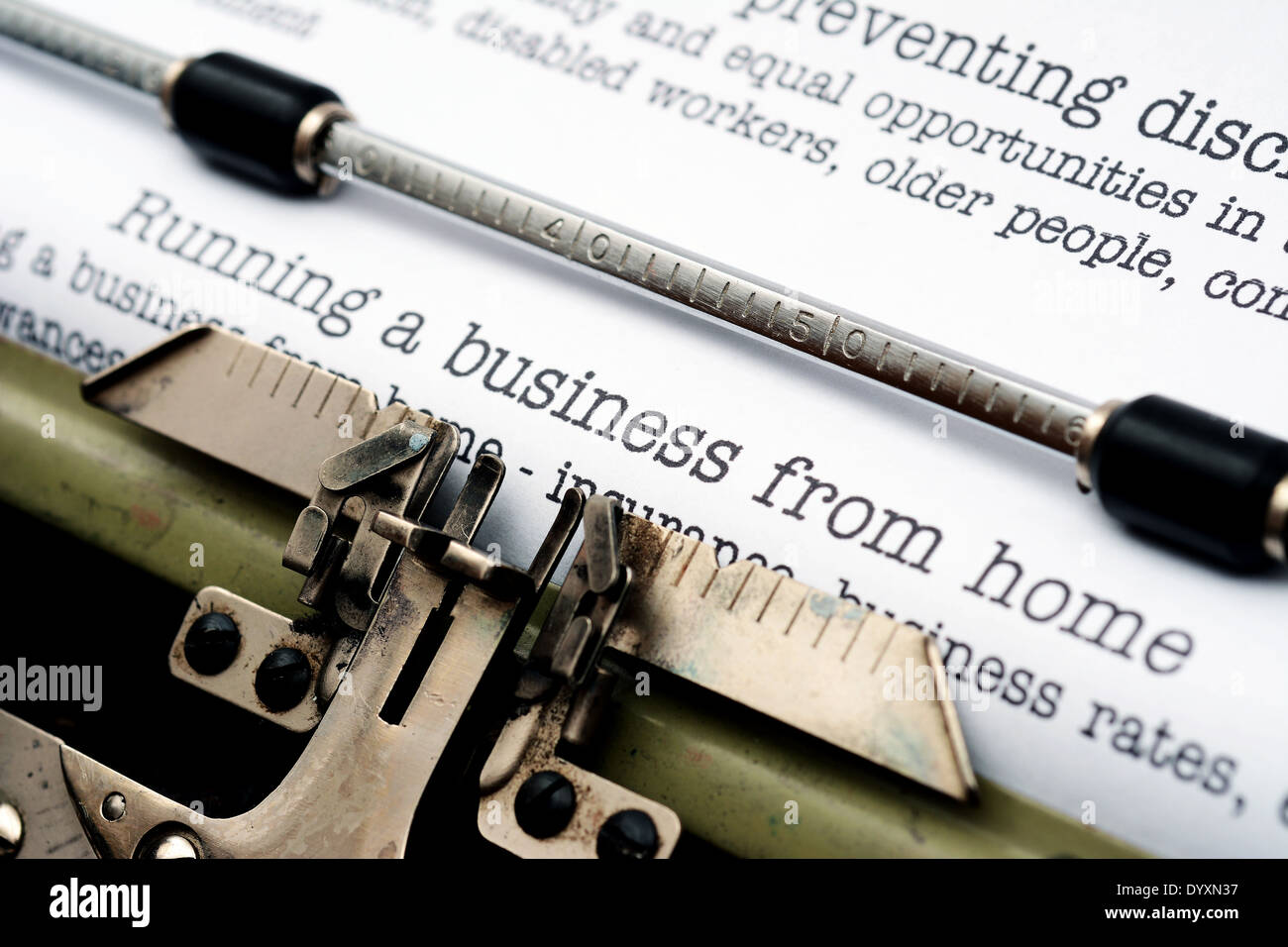 Running Typewriter Running a business from home text on typewriter Stock Photo - Alamy