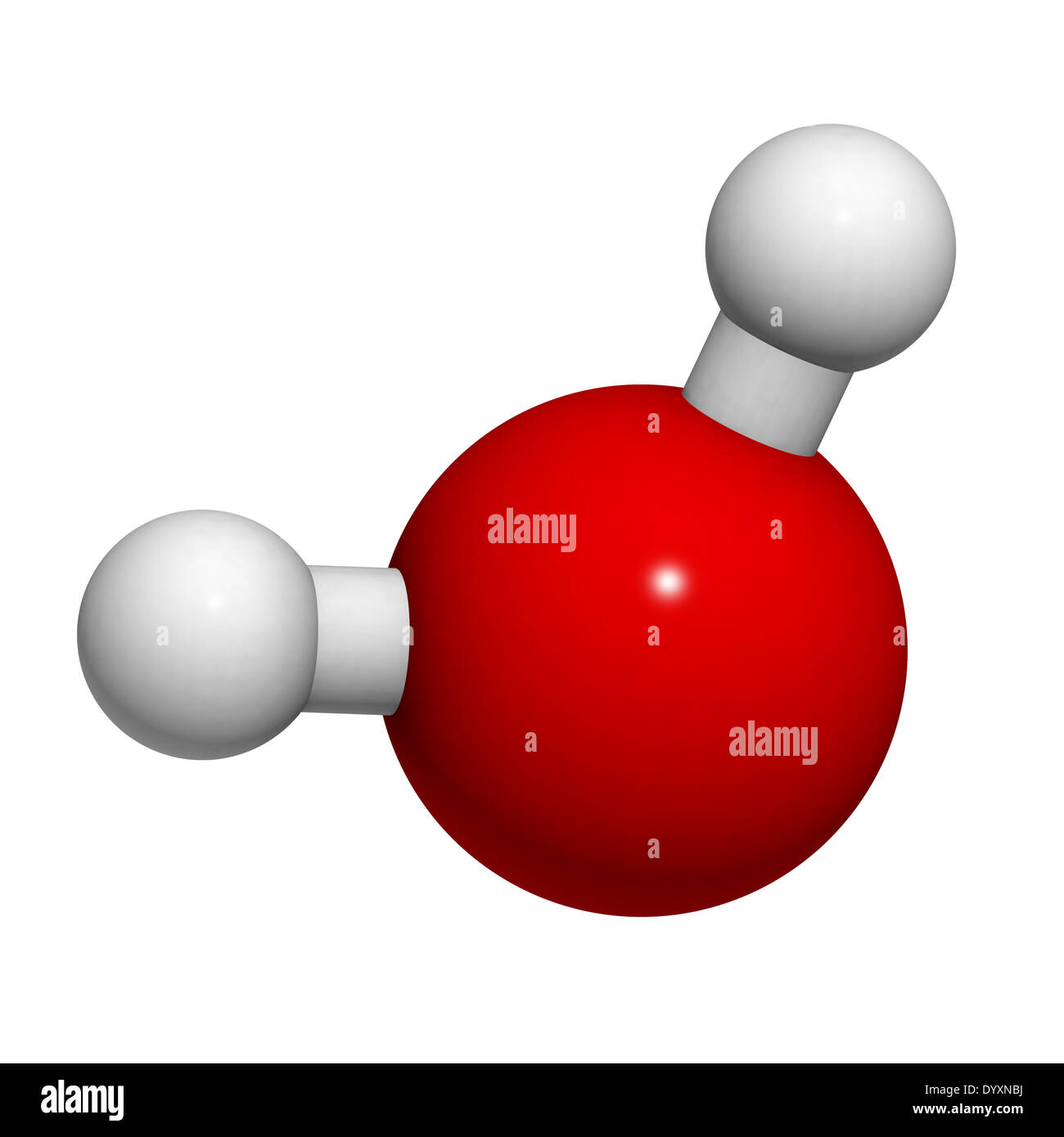 Water molecule, chemical structure. Atoms are represented as blue ...