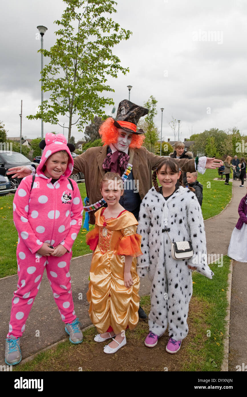 Biggin Hill, London, UK. 27th Apr, 2014. The Positive Path walkers were led through the town by a procession of children who had been asked to dress up in their very own favourite Disney costume ending up at Biggin Hill's Airport Credit:  Keith Larby/Alamy Live News Stock Photo
