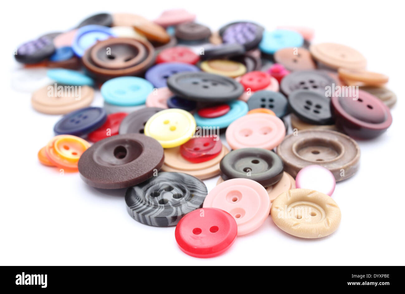 Collection of various colored sewing buttons isolated on white ...
