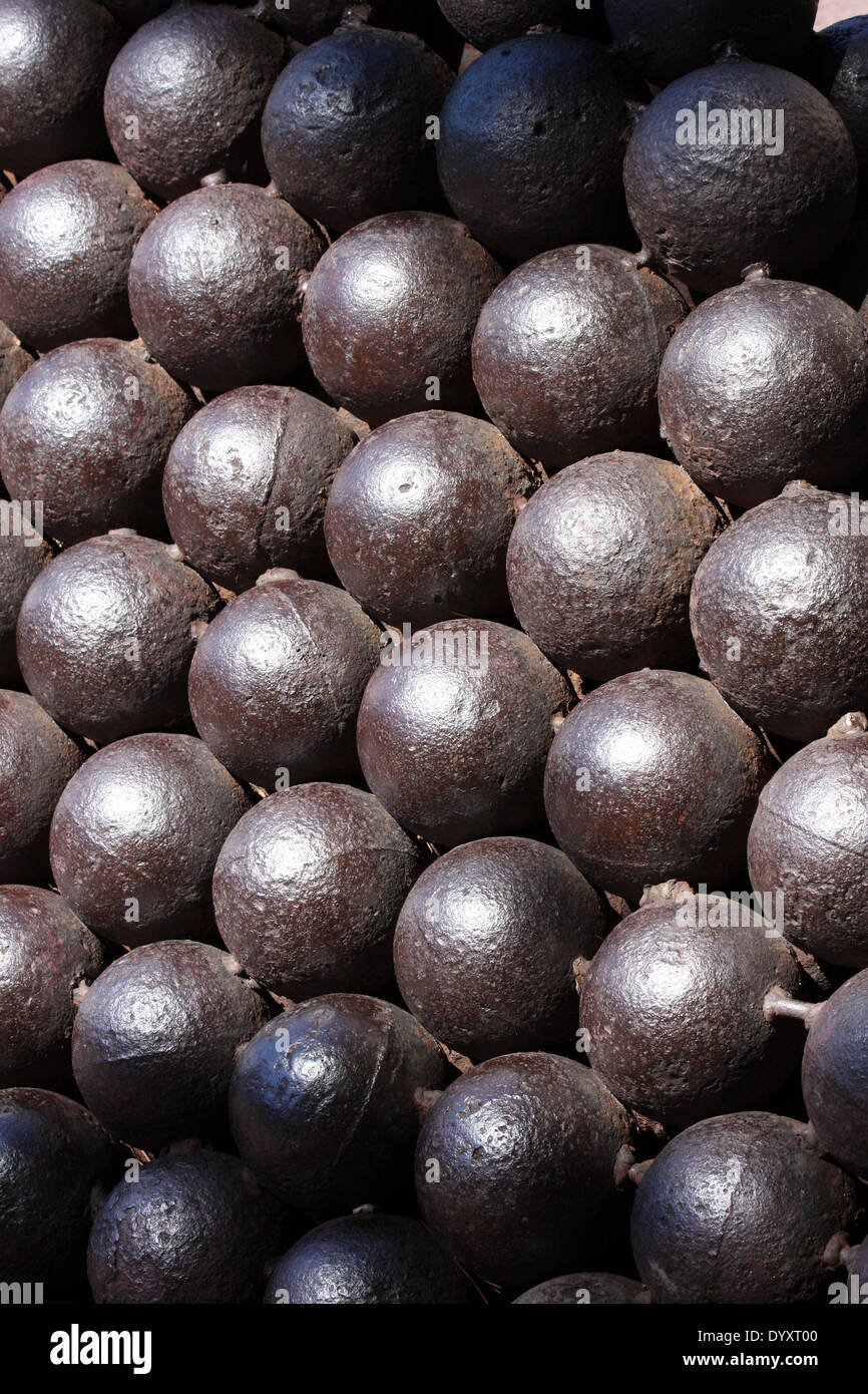 Closeup of cannonballs Stock Photo