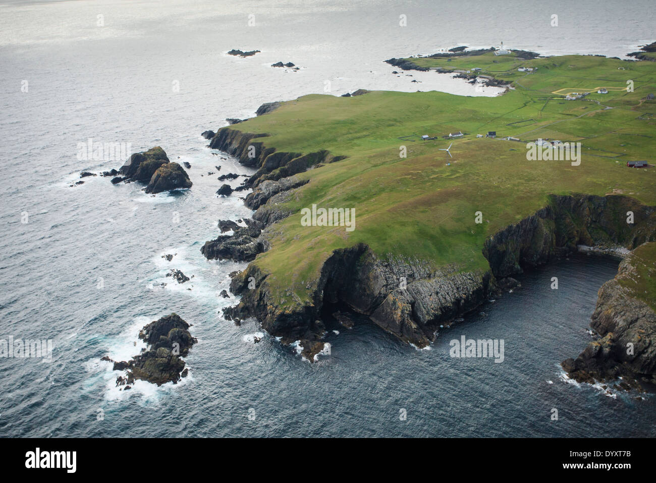 South end of Fair Isle seen from the air. Shetland Stock Photo