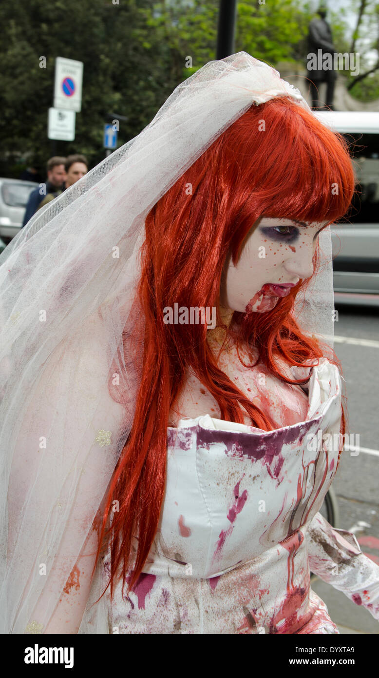 London, UK. 27th Apr, 2014. Sci-Fi Costume Parade to BFI South Bank Zombie Bride Mary Jane Parker Credit:  Prixpics/Alamy Live News Stock Photo