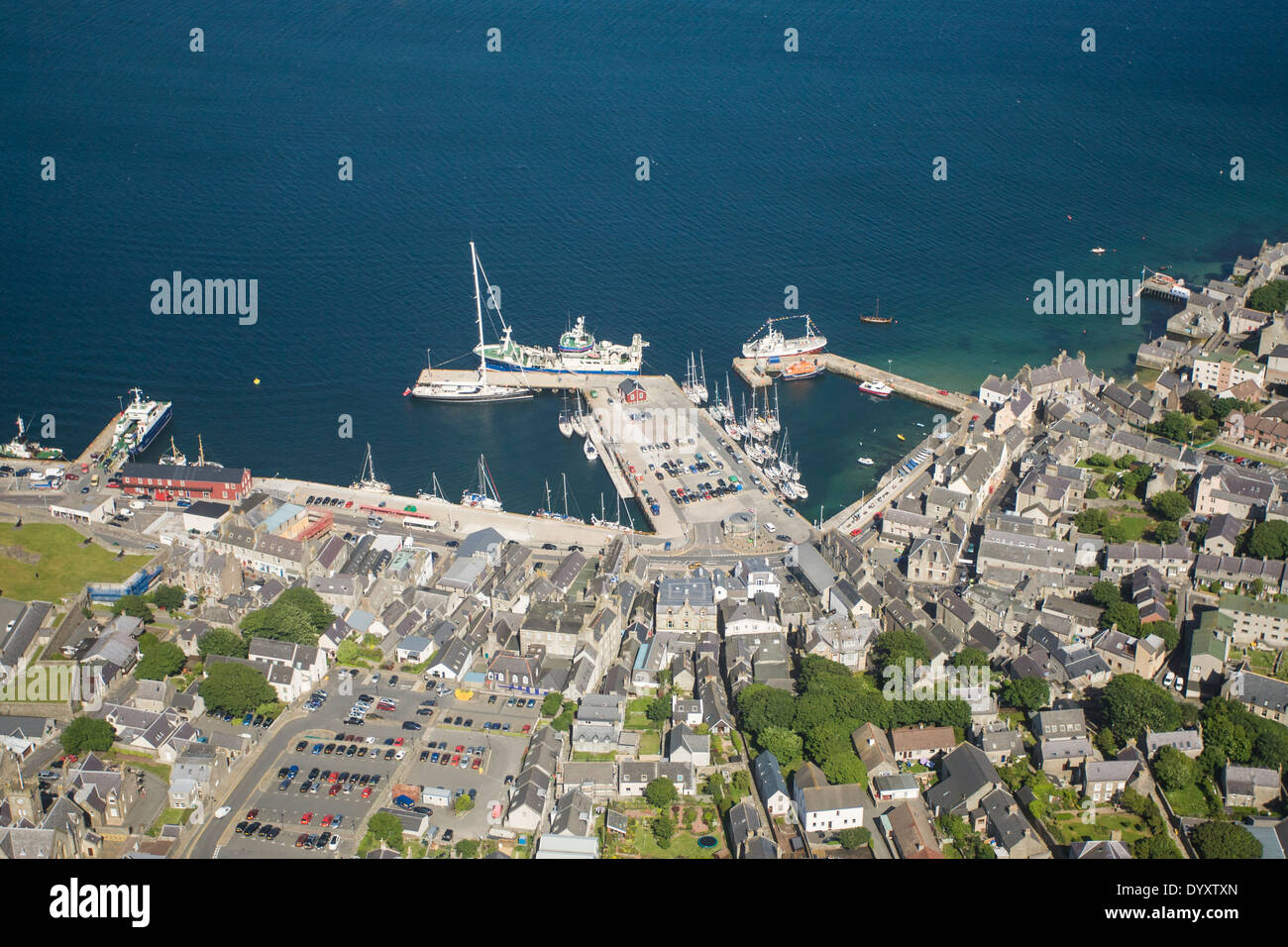 Aerial view of Esplanade and Commercial Street, Lerwick, Shetland Stock Photo