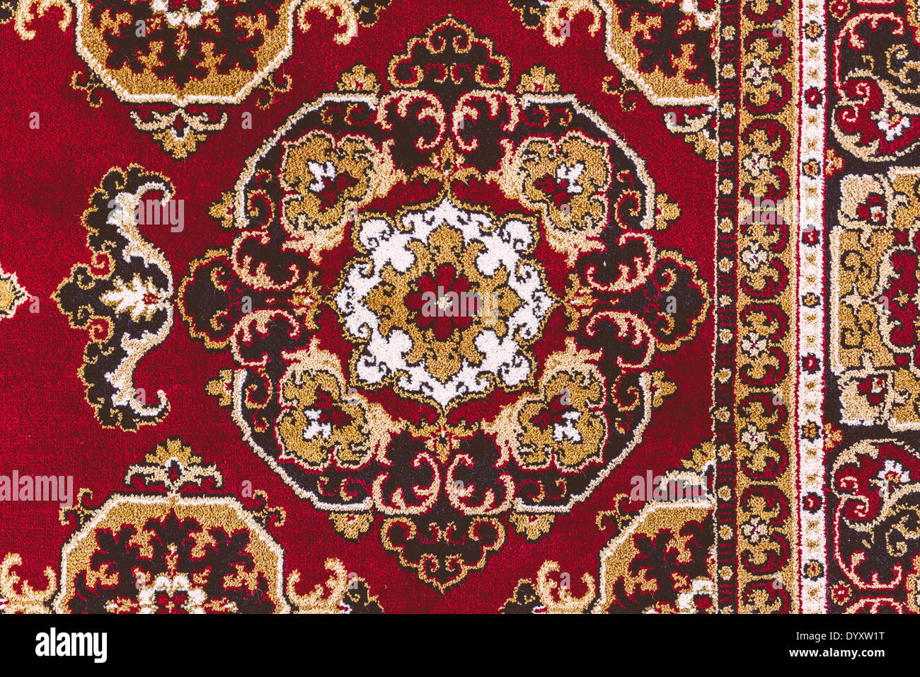 Red Oriental Persian Carpet Texture Background Stock Photo
