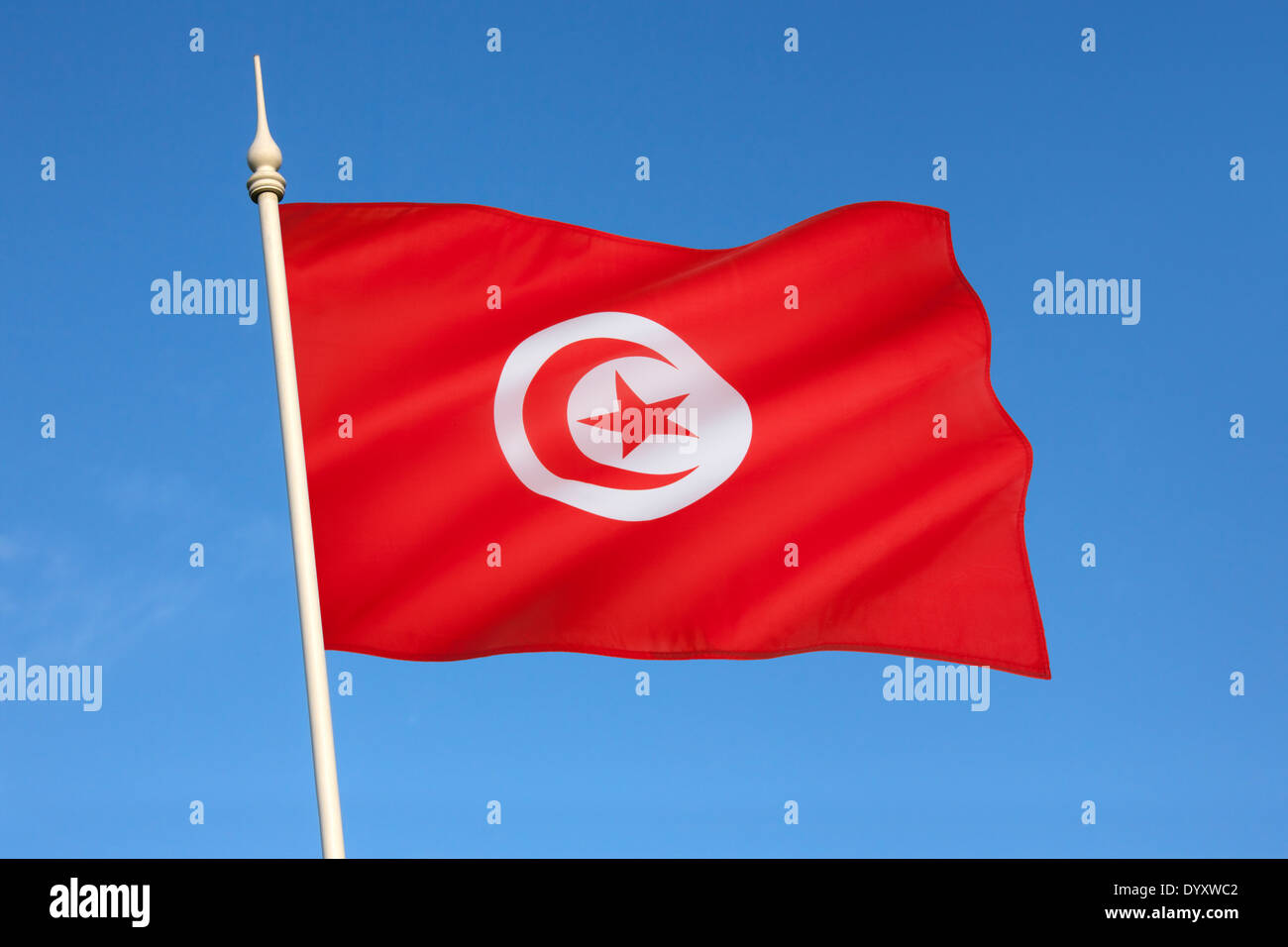 Flag of Tunisia Stock Photo