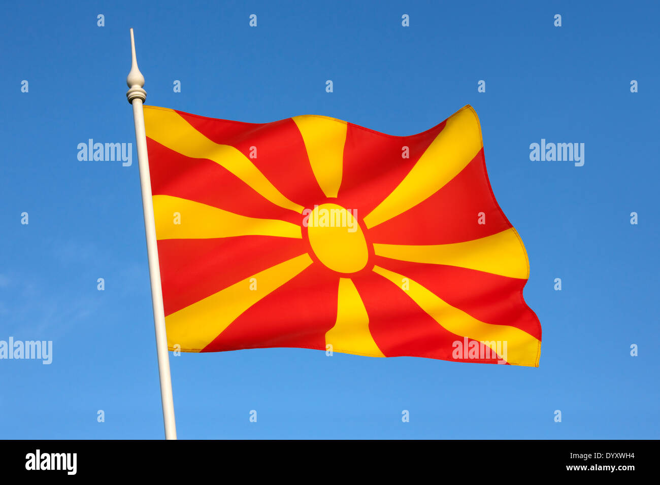 Flag of the Republic of Macedonia. Stock Photo