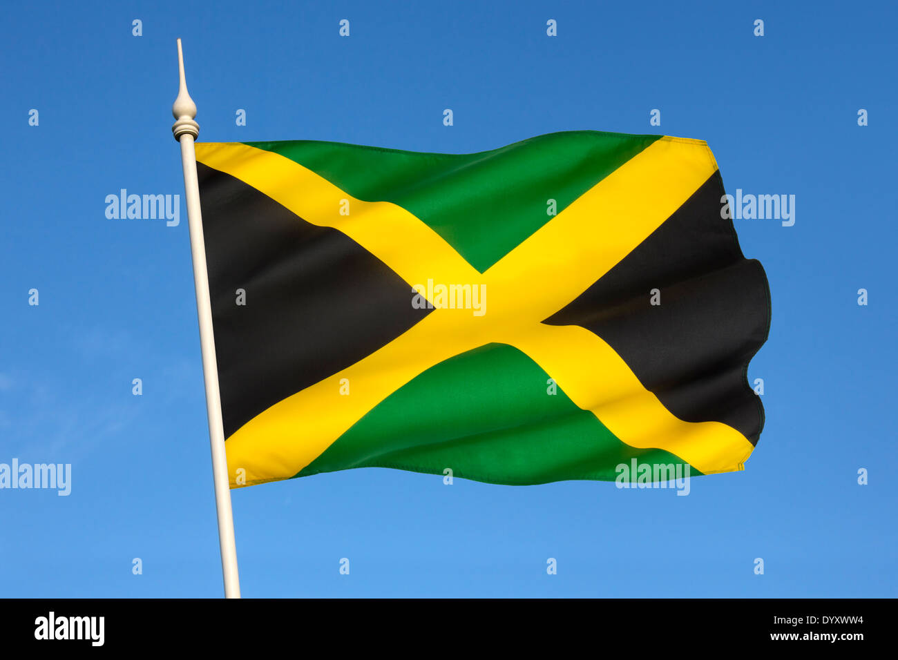 The national flag of Jamaica Stock Photo