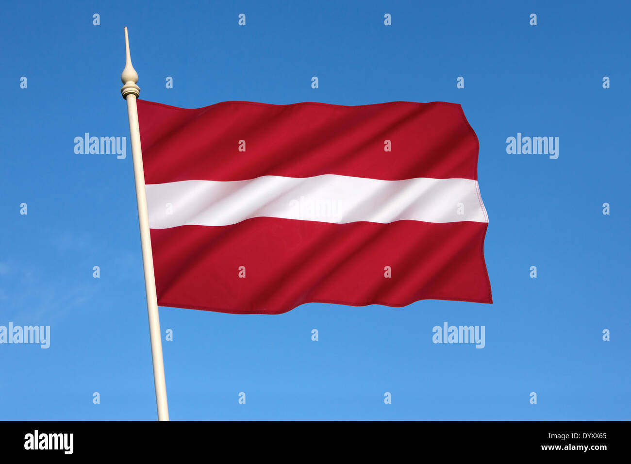 The national flag of Latvia Stock Photo