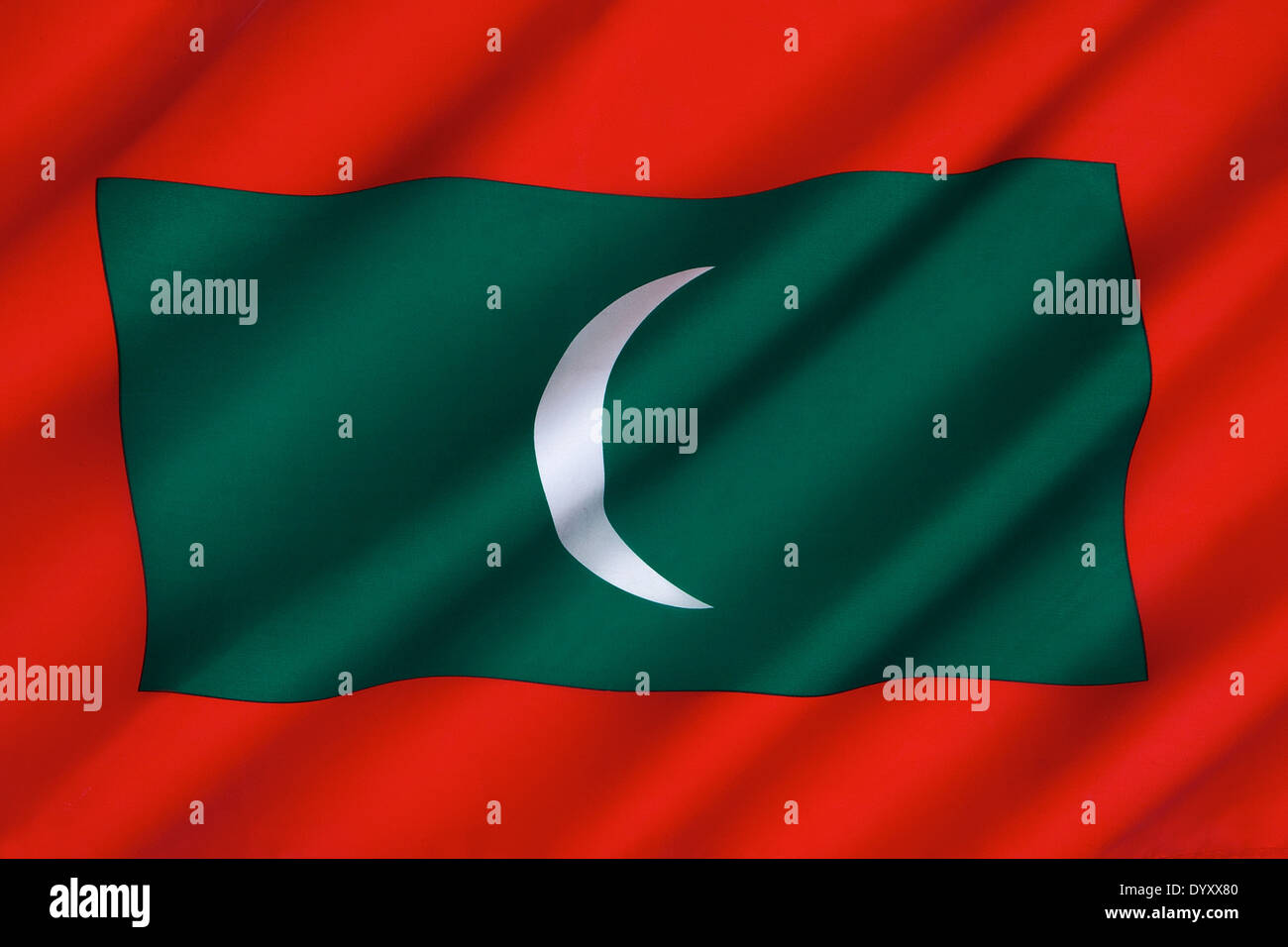 The flag of the Republic of Maldives Stock Photo