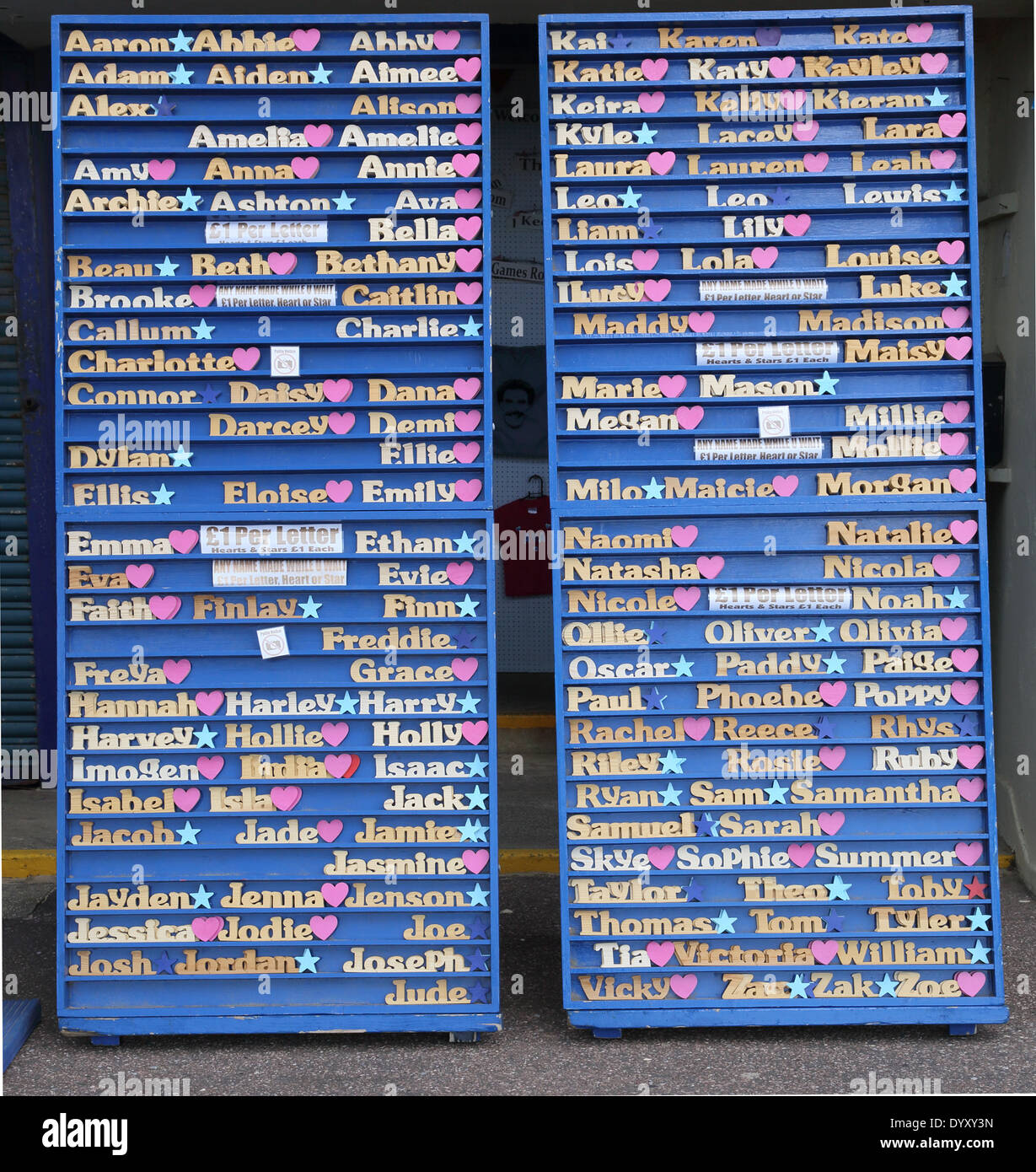 Souvenir Names At The Seaside Resort Of Bournemouth On The Dorset Coast