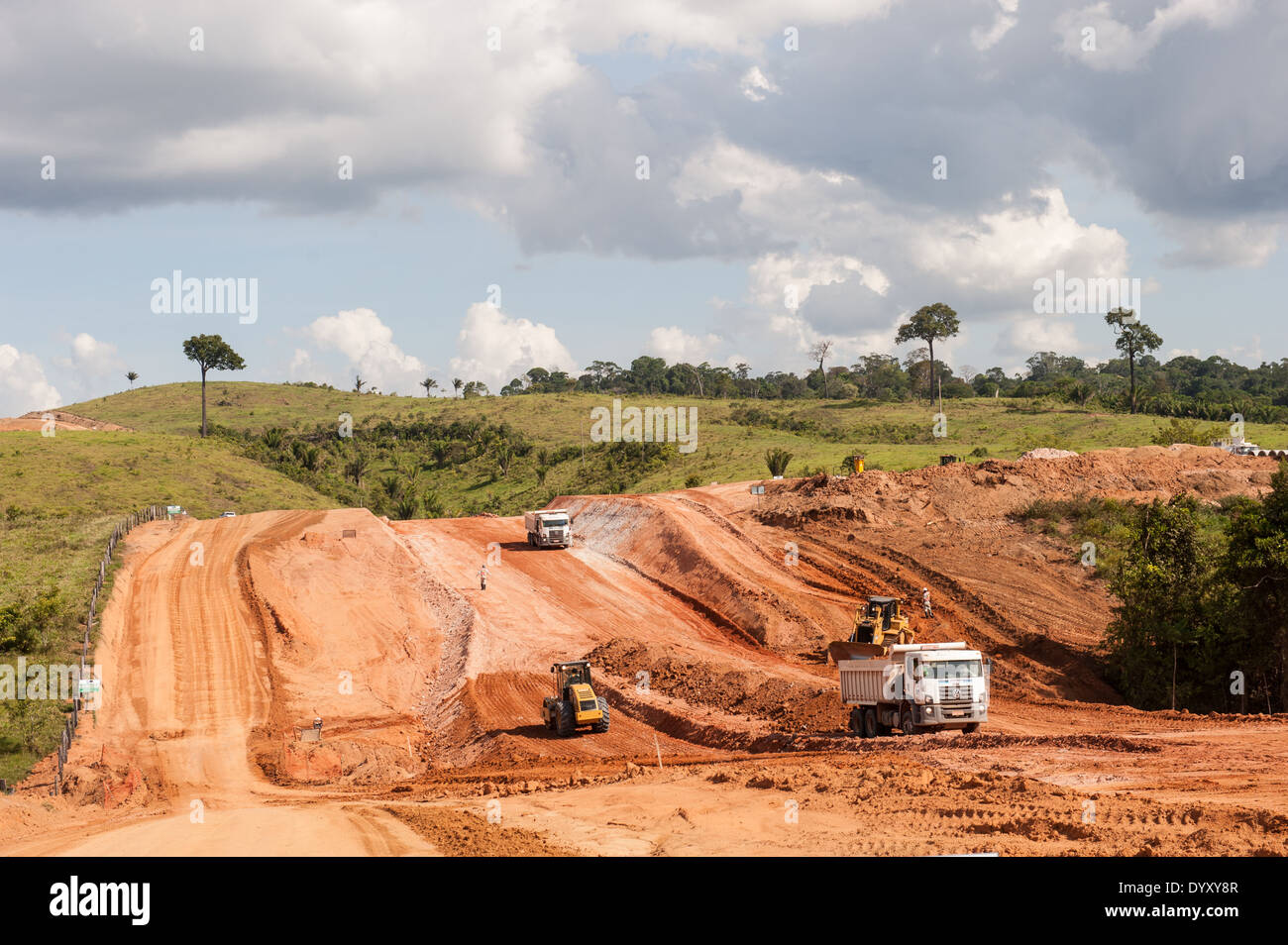 Altamira, Para State, Brazil. Building work on the access roads for the construction of the Belo Monte hydroelectric dam. Stock Photo