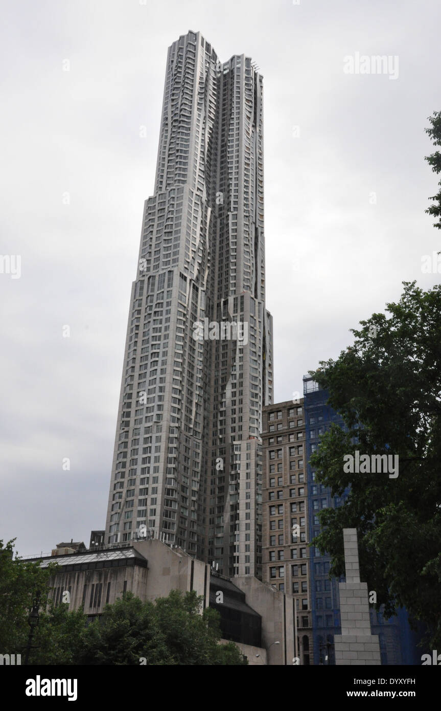 Residential tower designed by Architect, Frank Gehry, Lower Manhattan, New York City. Stock Photo