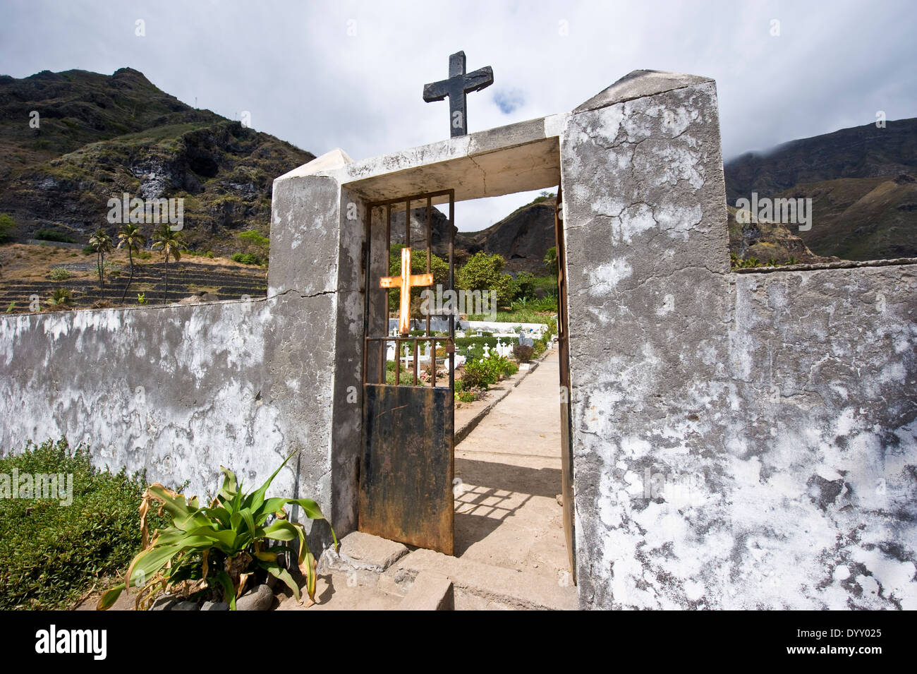 A settlement called Paul on the eastern coast of Santo Antao in Cabo Verde archipelago off the Africa coast. Stock Photo