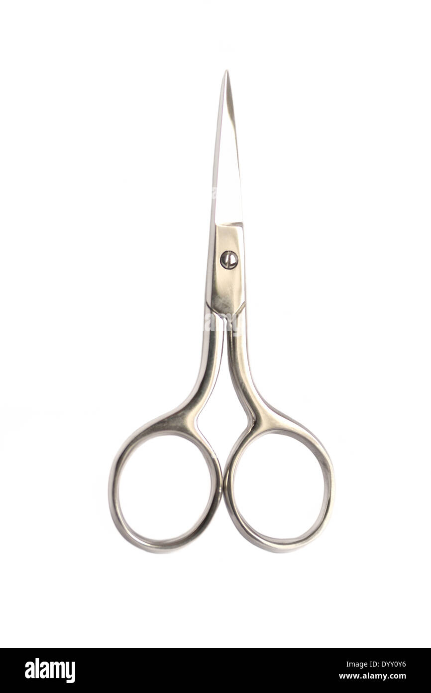 Small steel nail scissors vertical on white Stock Photo