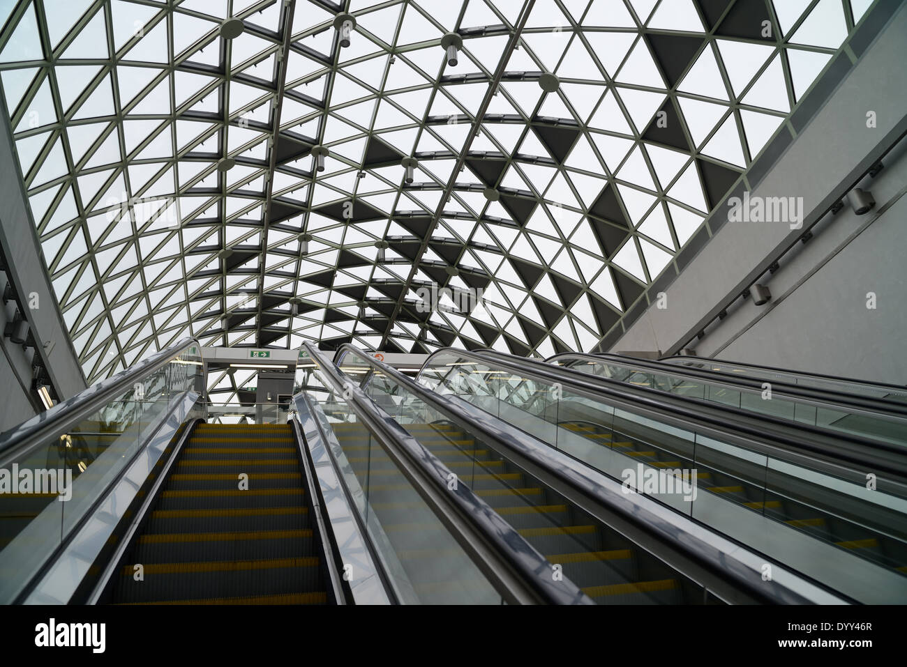 Inside the line four metro station (Bikas park) in Budapest, Hungary Stock Photo