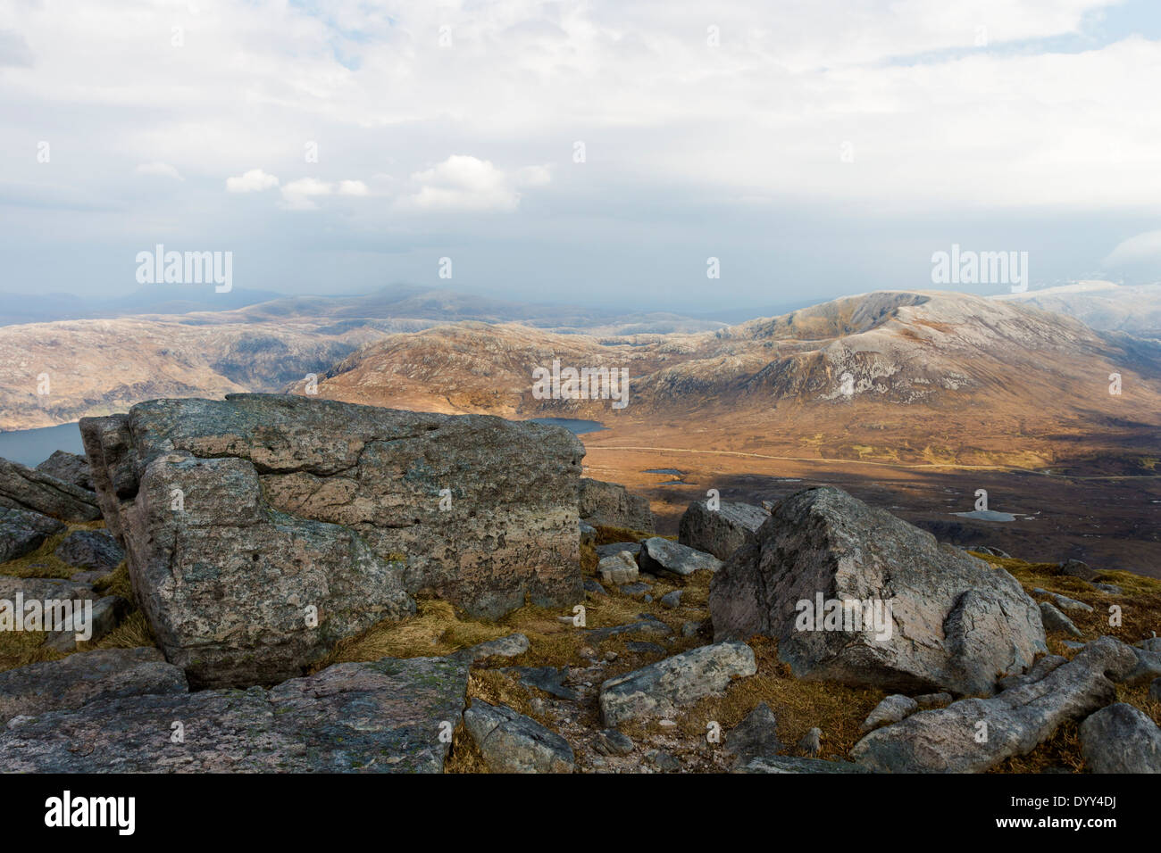 The Summit of Sail Gharbh (Quinag) and the View Towards Glas Bheinn Assynt Sutherland Highlands of Scotland UK Stock Photo