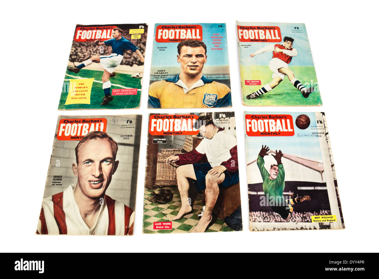 Collection of vintage 1950's 'Charles Buchan's Football Monthly' magazines. Stock Photo