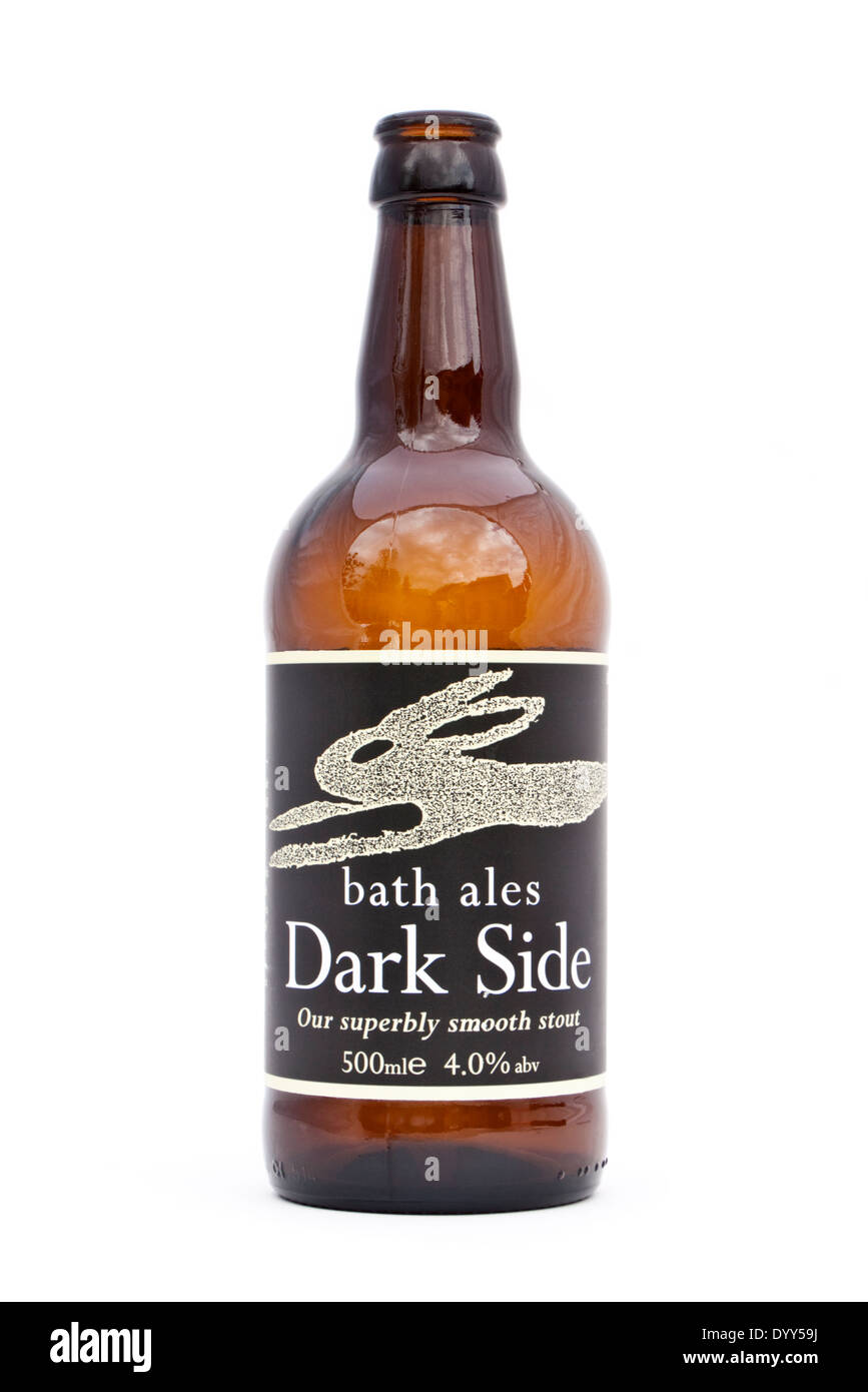 Bottle of 'Dark Side', a superbly smooth stout beer by Bath Ales, a brewery in Warmley near Bristol, UK. Stock Photo