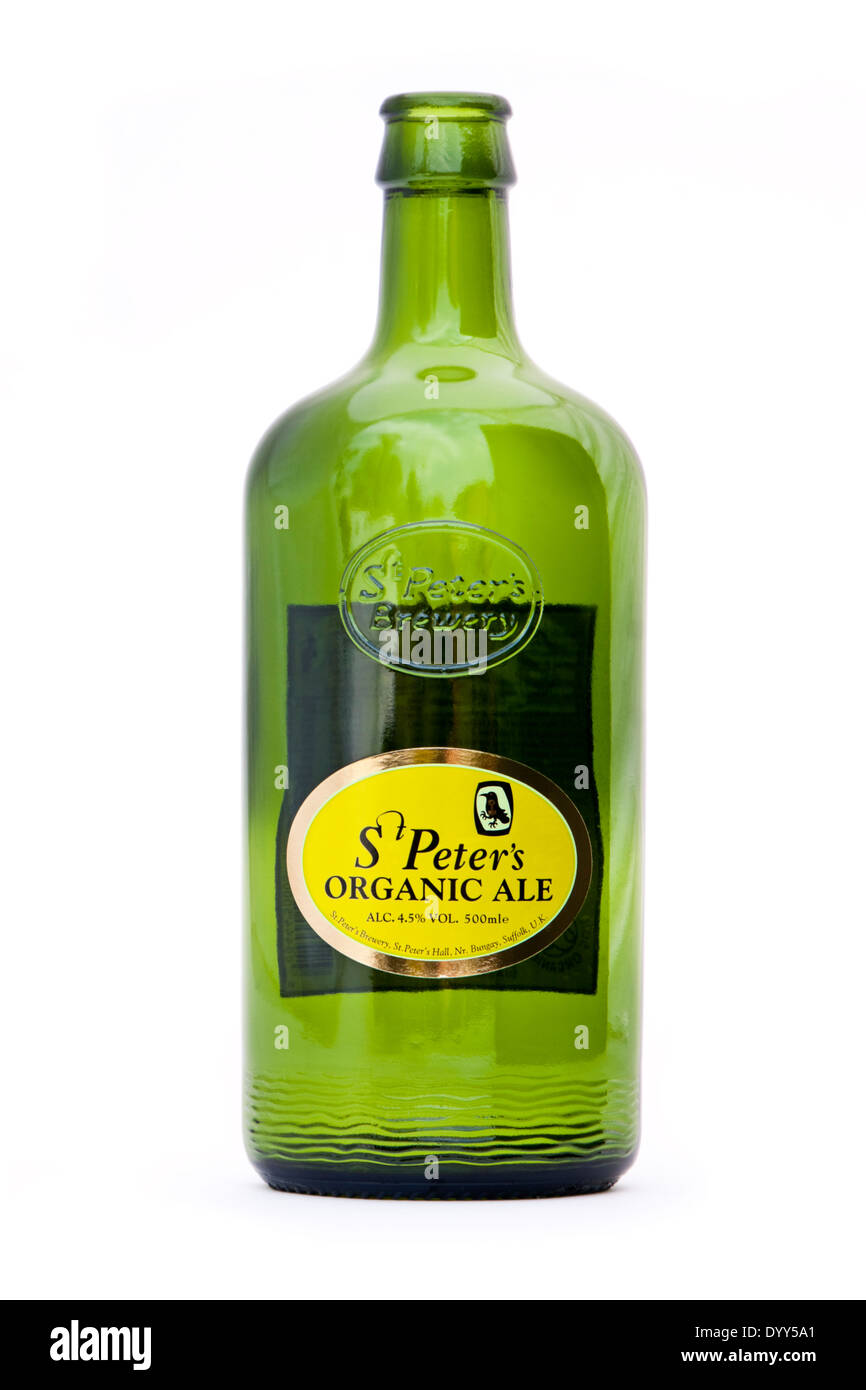 Bottle of St. Peter's Organic Ale, brewed by St. Peter's Brewery in Bungay, Suffolk, UK. Stock Photo