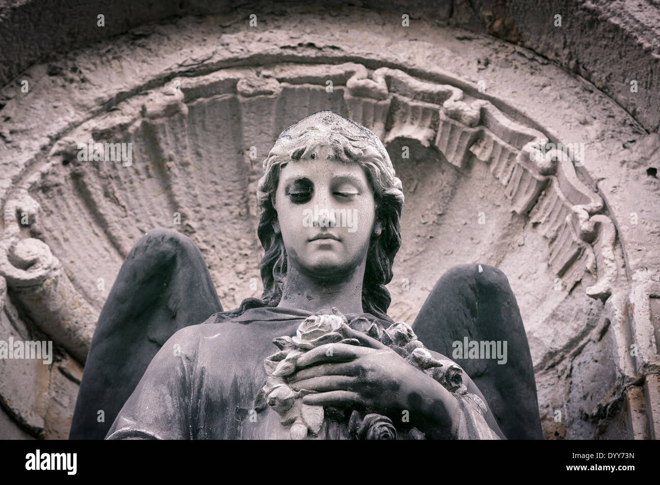vintage close up of an angel sculpture. Unknown artist, 18th century ...
