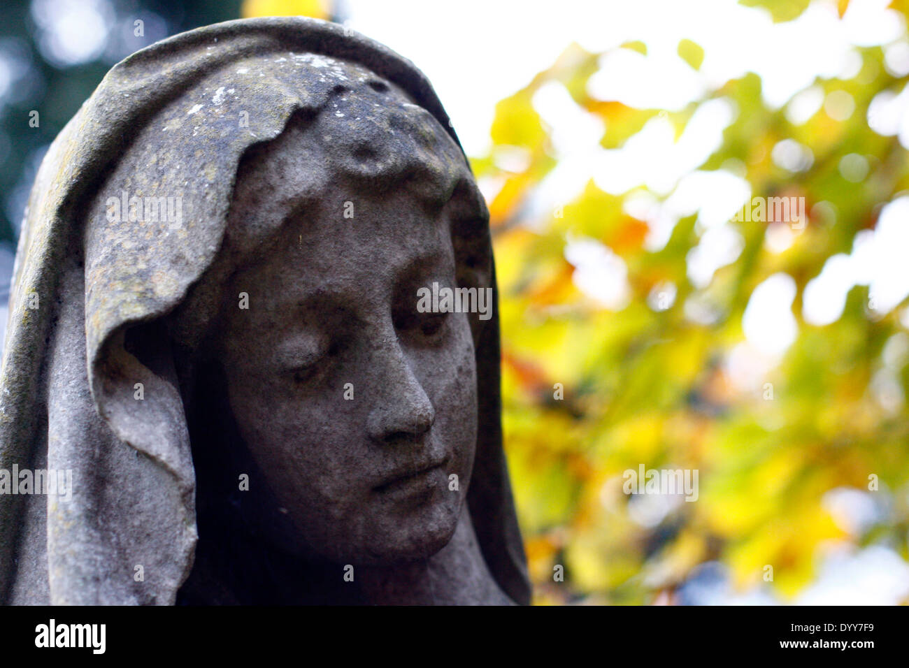 Autumn Angel - statue in a graveyard Stock Photo