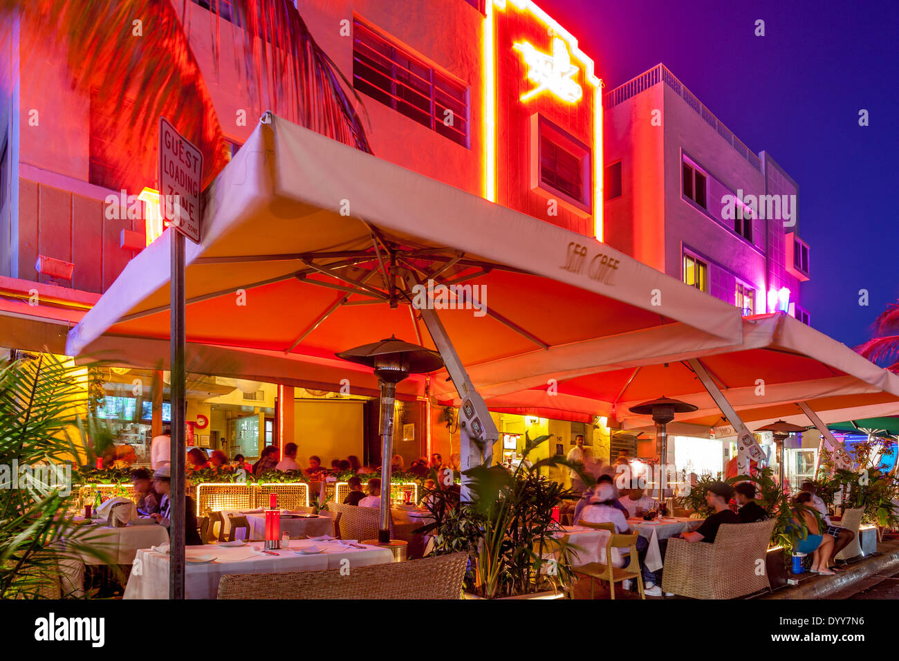 The Sea Cafe, Ocean Drive, South Beach, Miami, Florida, USA Stock Photo