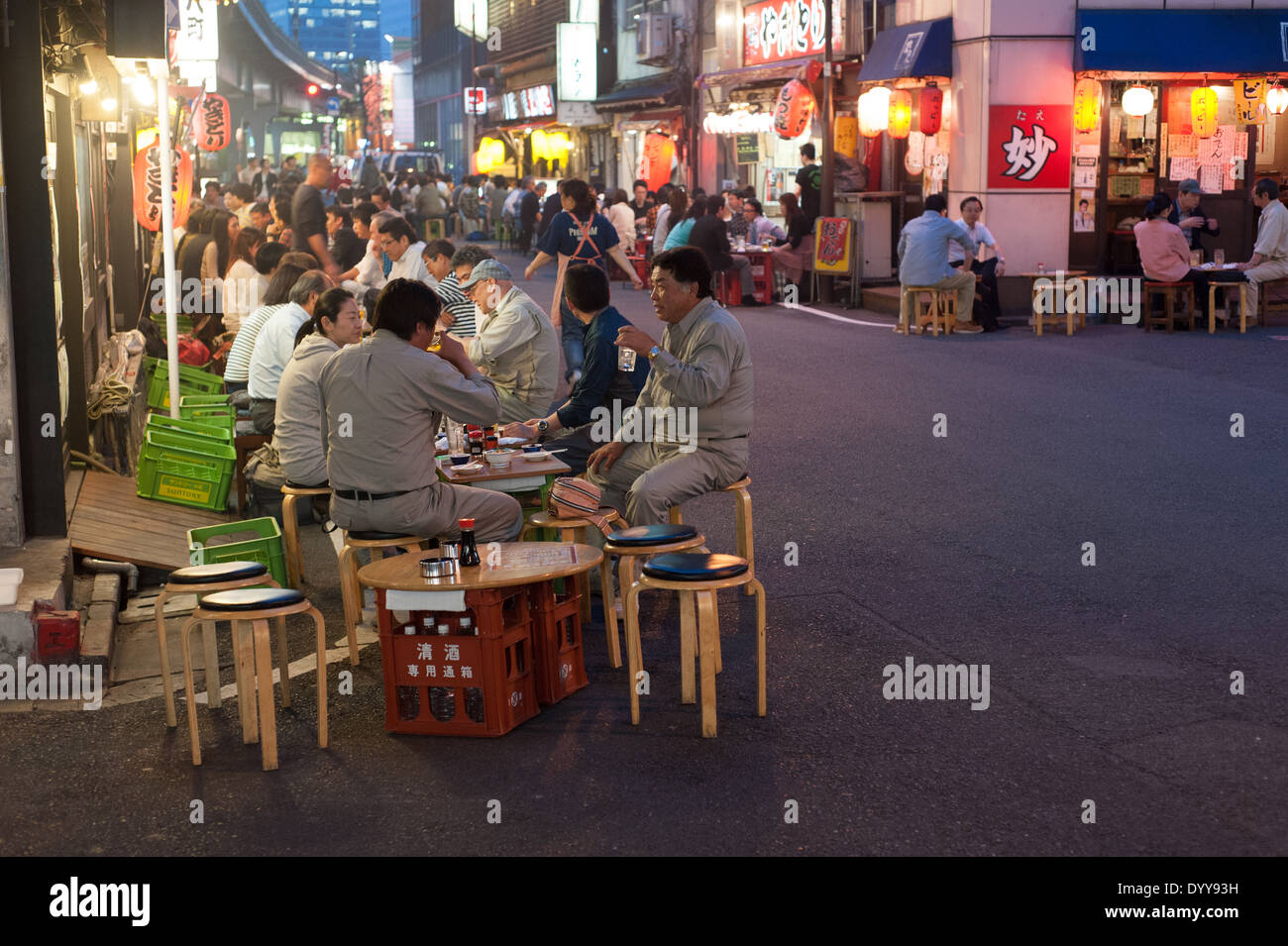 Restaurants under the railway in Yurakucho, Tokyo, Japan Stock Photo