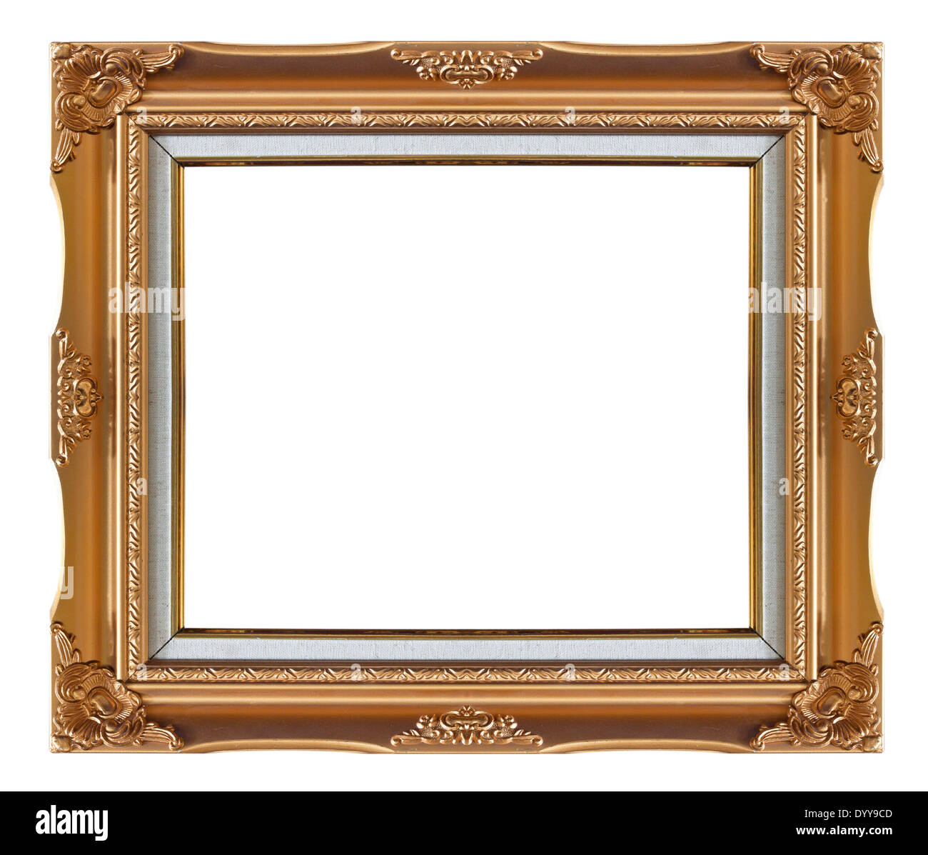 Picture frame gold wood frame in white background Stock Photo Alamy