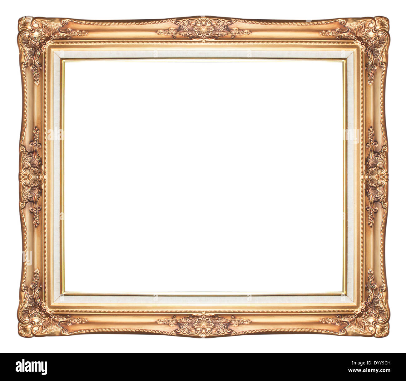 Picture frame gold wood frame in white background Stock Photo Alamy