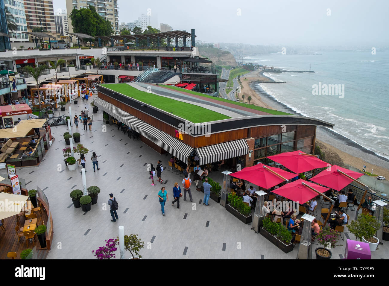 LIMA, PERU - CIRCA APRIL 2014: View of the Larcomar shopping center in the Miraflores area of Lima, Peru. Stock Photo