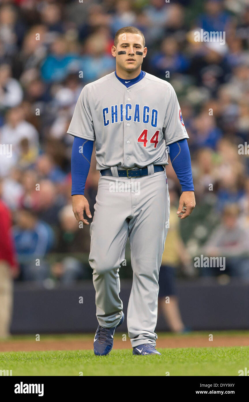 A Cubs Anthony Rizzo jersey hangs near the Yankees dugout in the