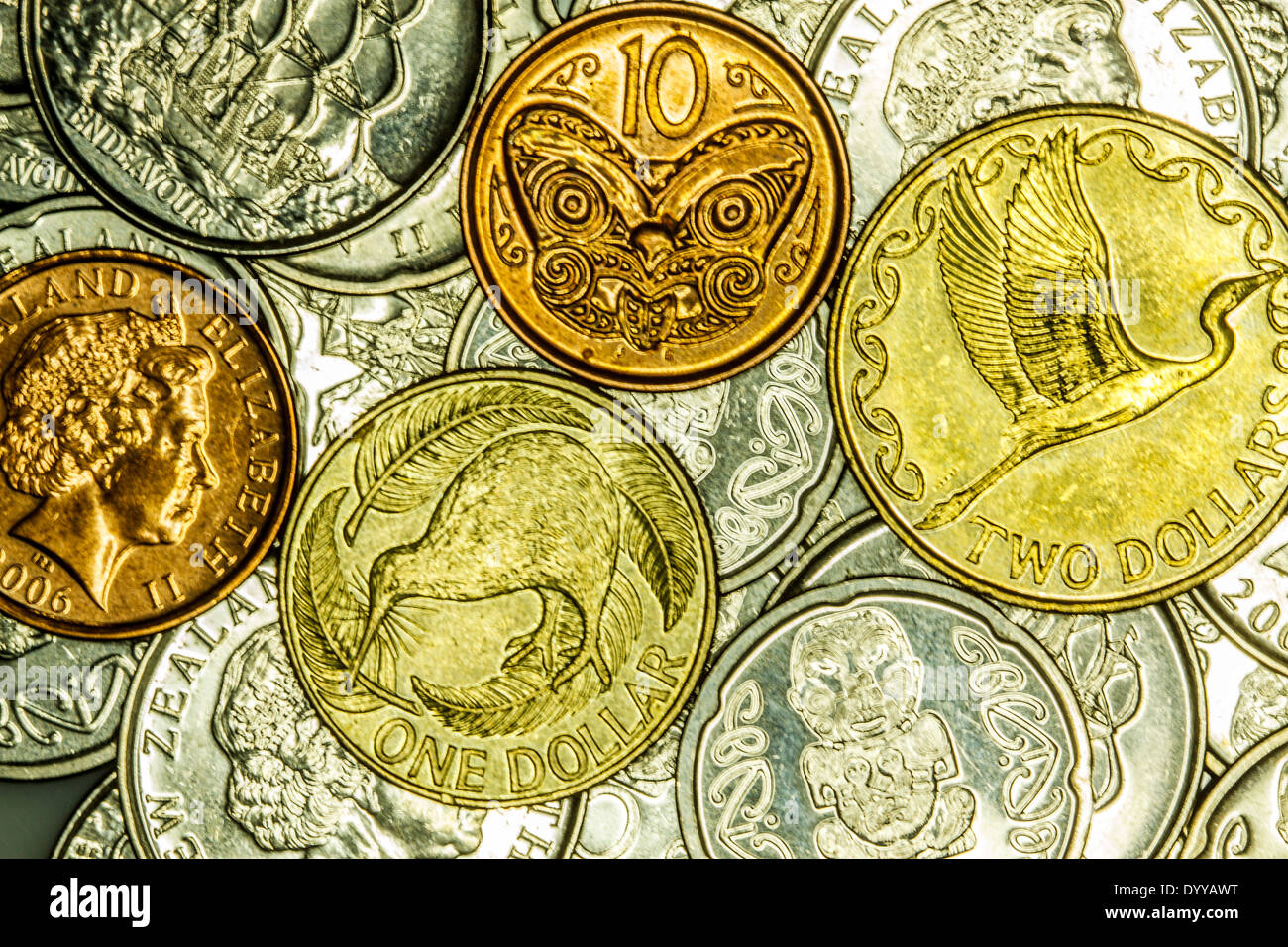 Queen Elizabeth II on New Zealand coinage Stock Photo