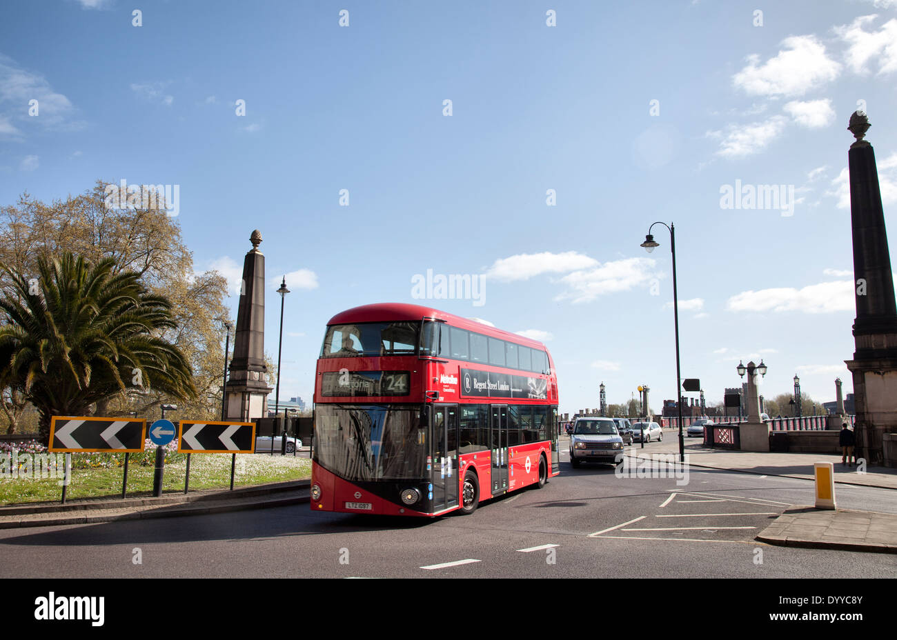 Roundabout on Lambeth bridge on Millbank - London UK Stock Photo