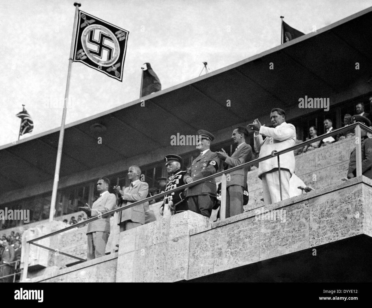 Adolf Hitler with other NS functionaries at the Berlin Olympic Stadion, 1936 Stock Photo
