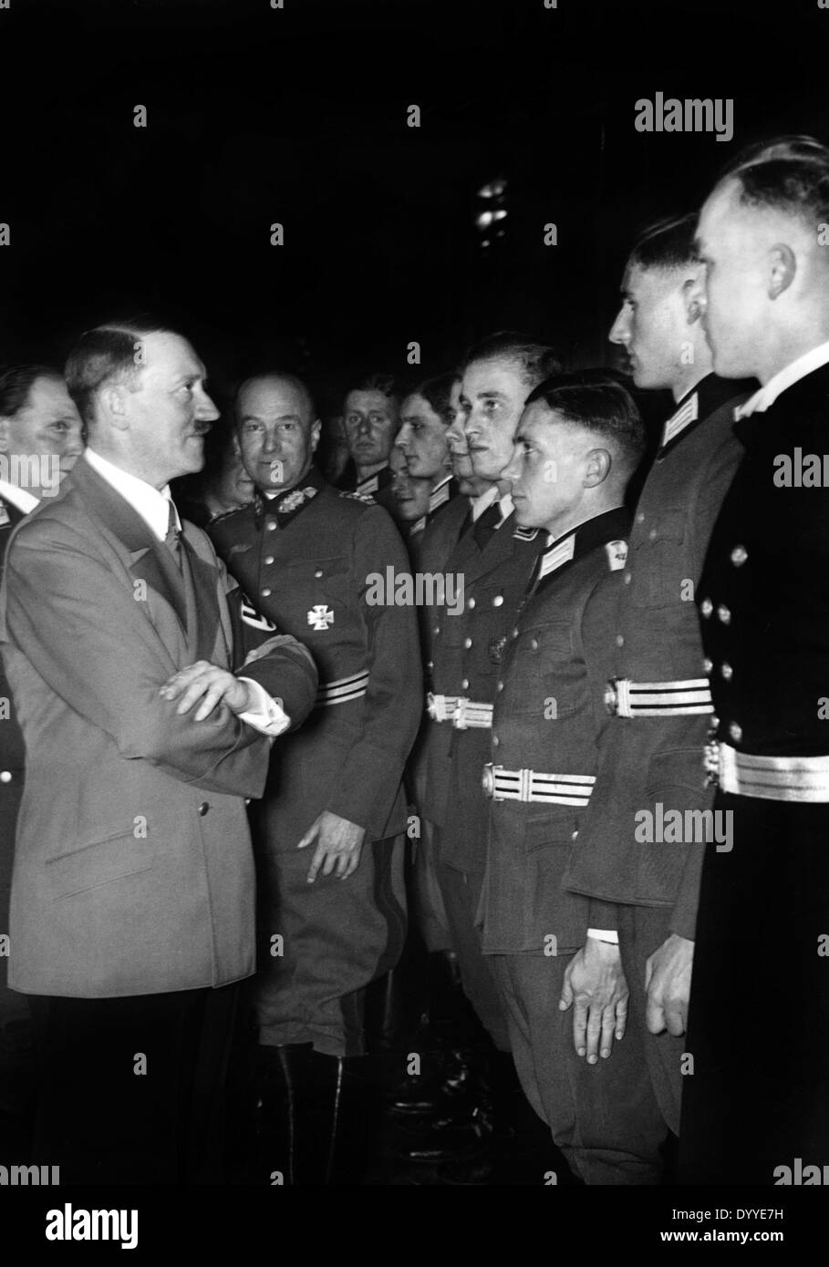 Adolf Hitler greets young officers, 1939 Stock Photo