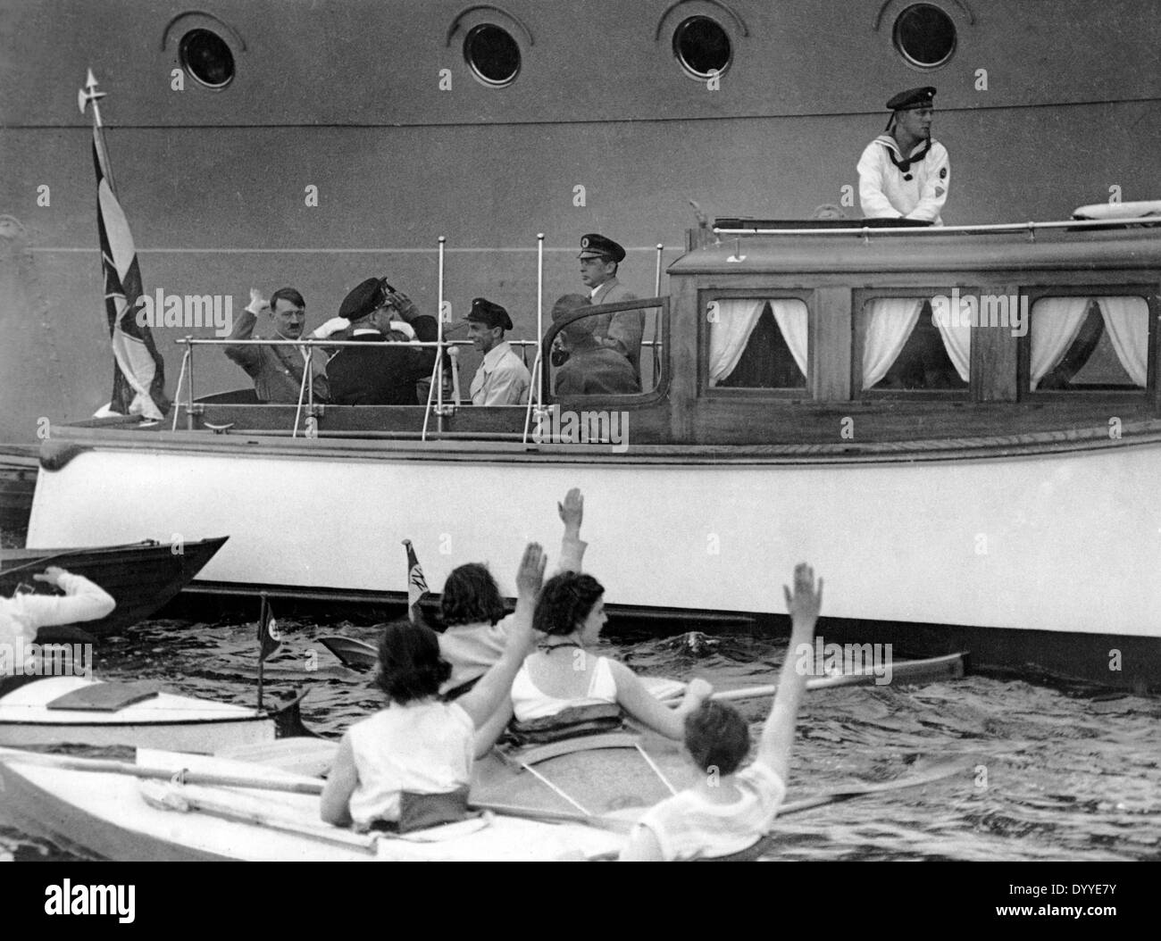 Adolf Hitler leaves the battleship 'Leipzig', 1933 Stock Photo