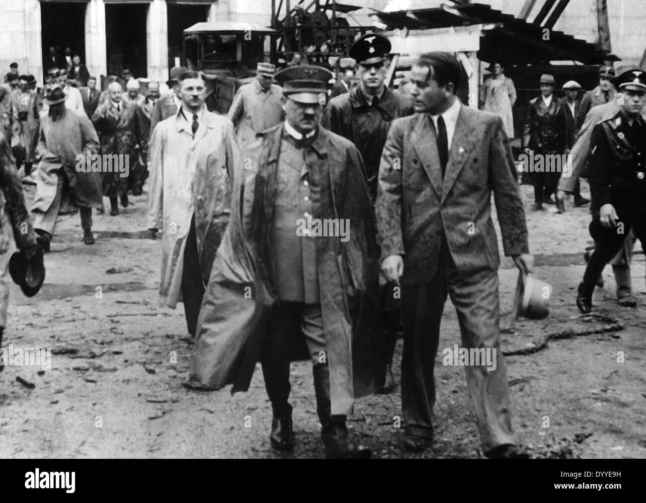 Adolf Hitler with Albert Speer on the rally grounds in Nuremberg, 1936 Stock Photo