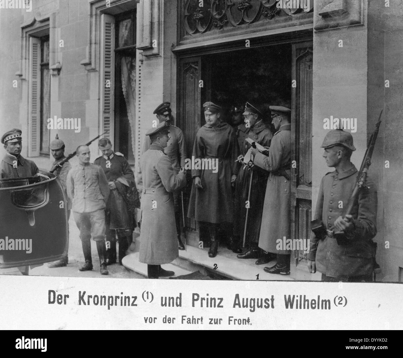 Crown Prince Wilhelm and Prince August Wilhelm on the Western Front, 1916 Stock Photo