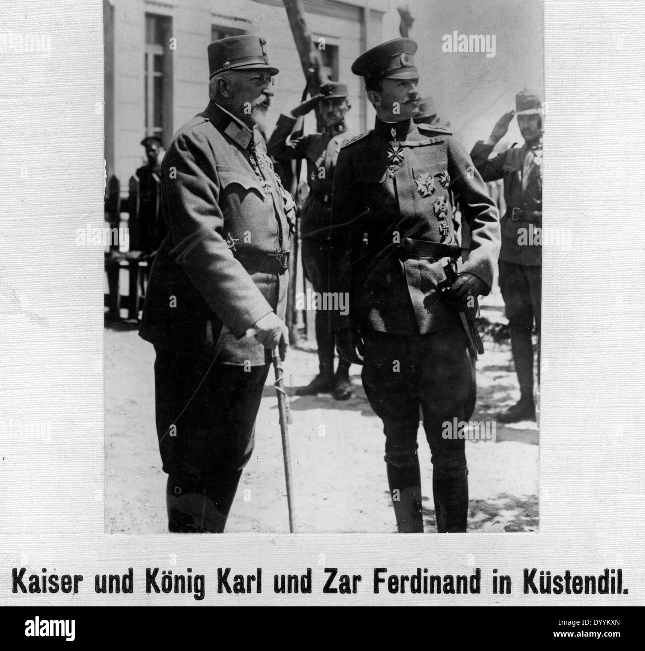 Czar Ferdinand and Emperor Charles I. in Kyustendil, 1918 Stock Photo