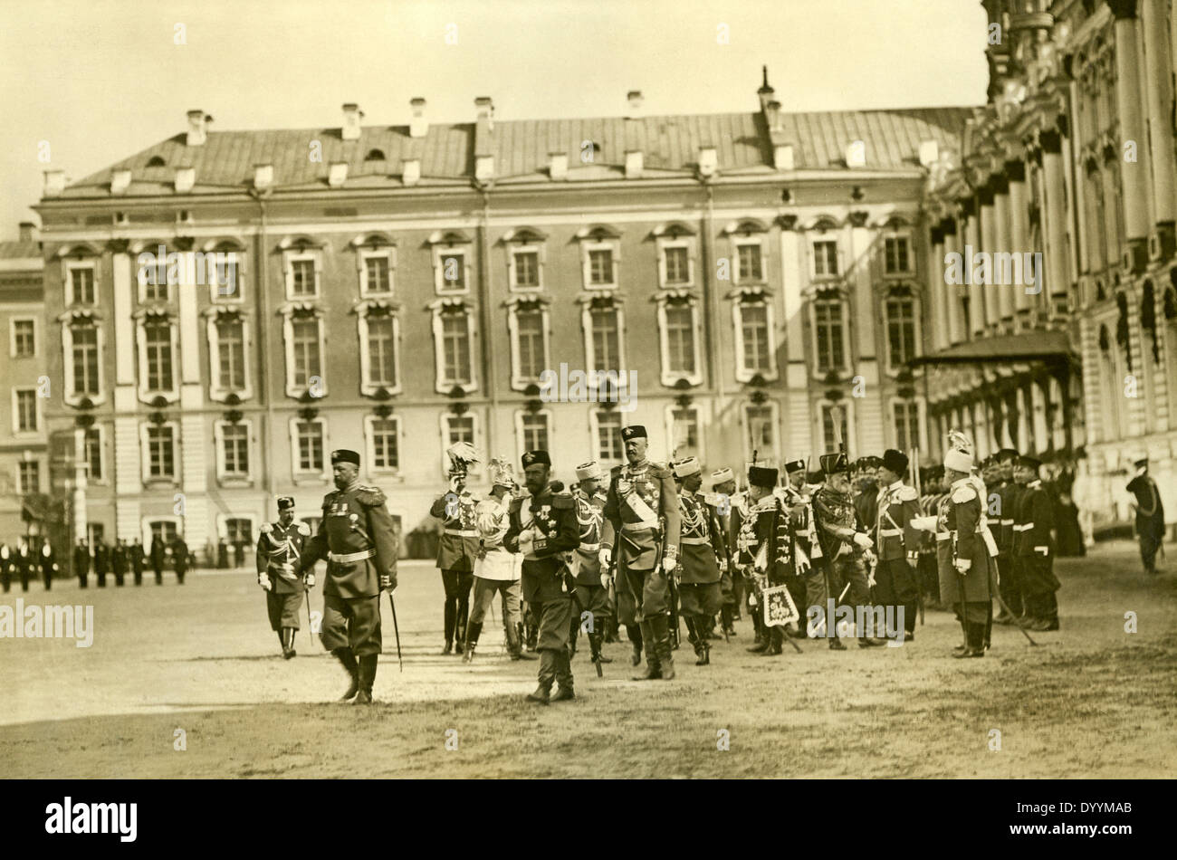 Tsar Nikolaus II. during a military parade, 1906 Stock Photo