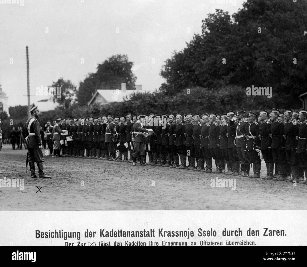 Nikolaus II. visits a Cadet School, 1907 Stock Photo