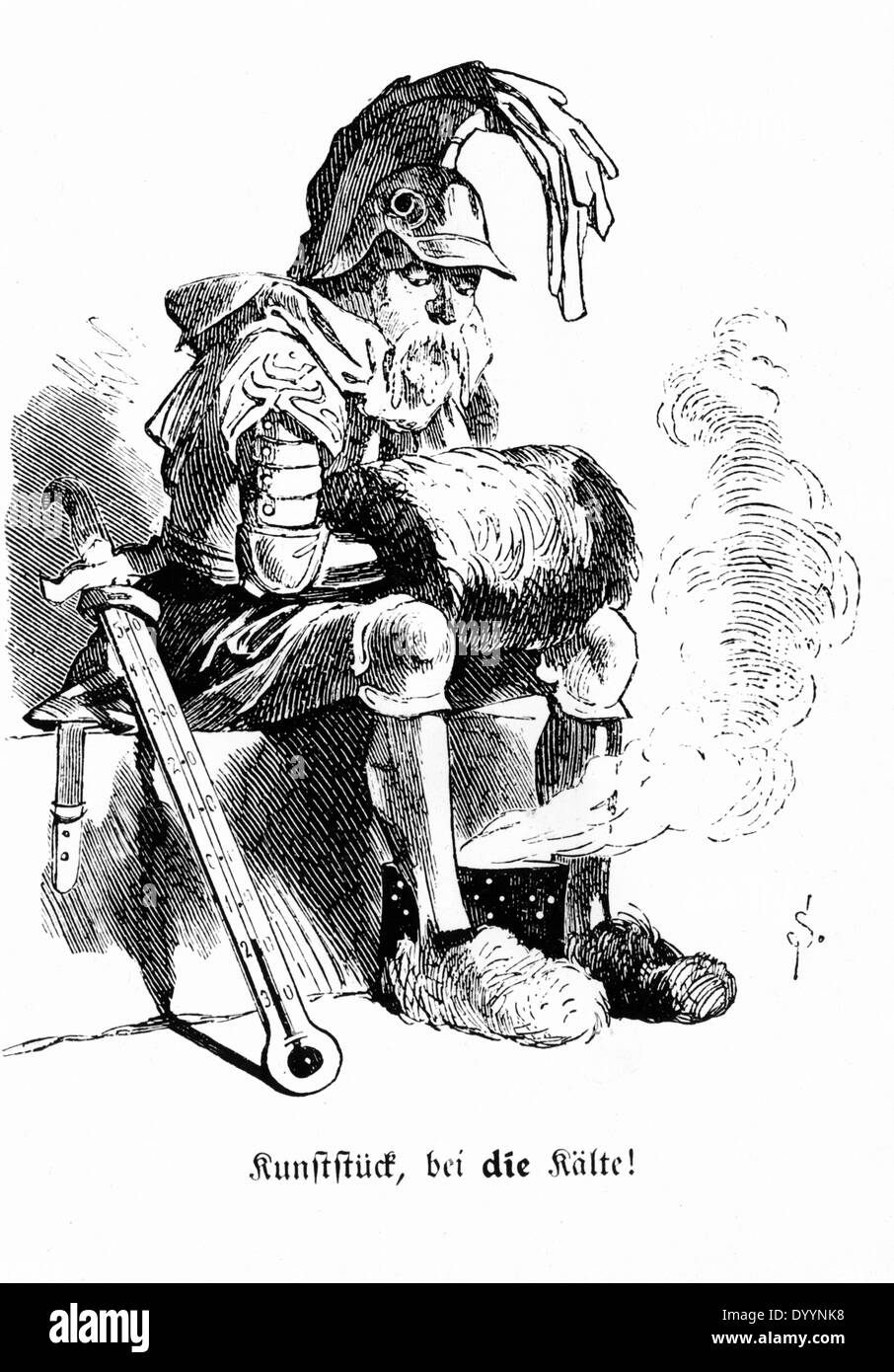 Caricature on war fatigue in the winter, 1870 Stock Photo