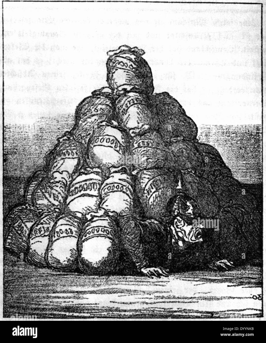French caricature on the amount of war reparations, 1871 Stock Photo