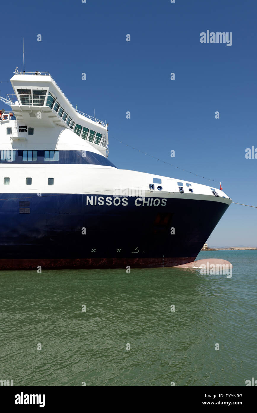 Hellenic Seaways passenger car ferry Nissos Chios in port Chios Town