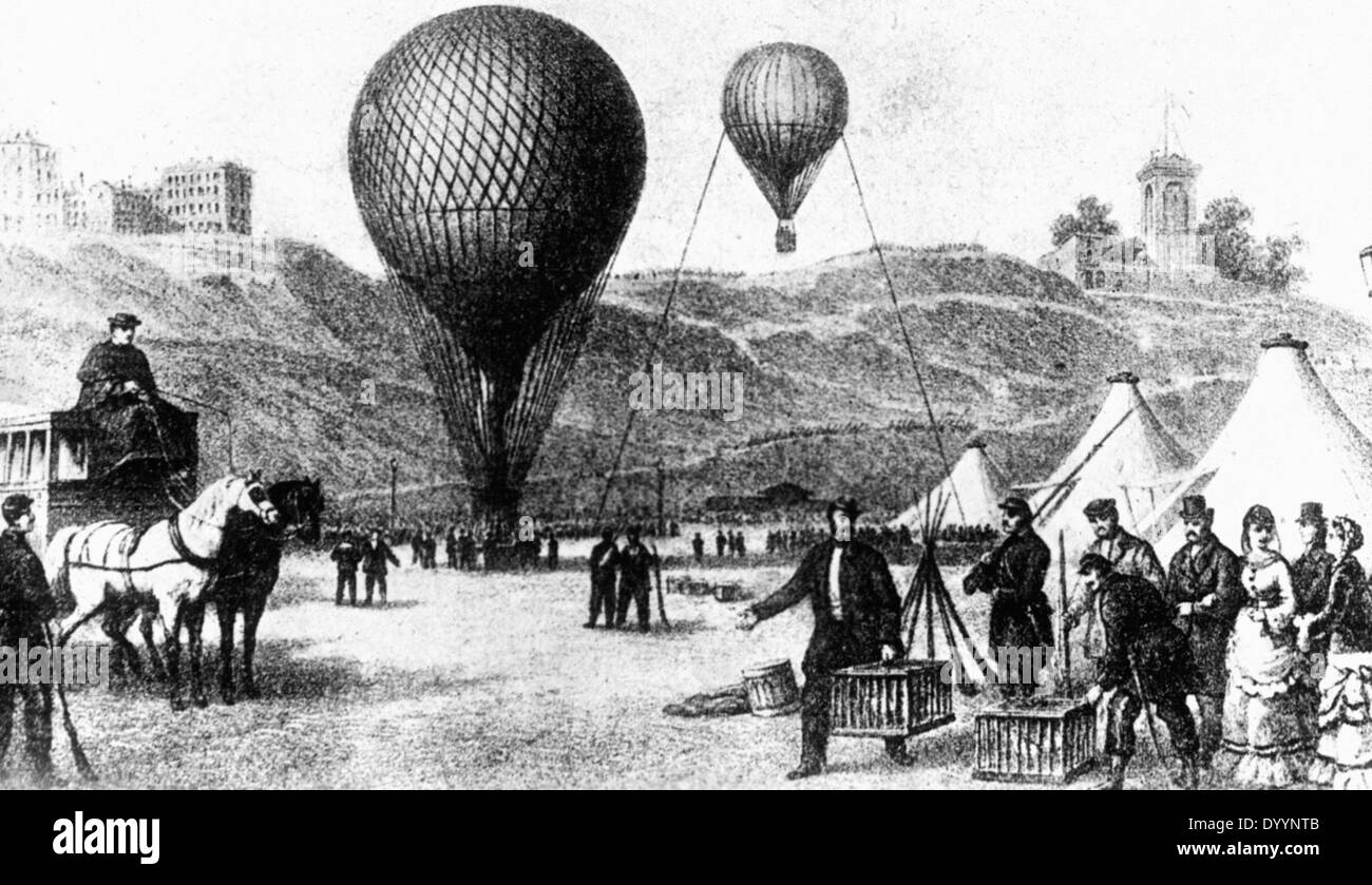 Balloons in the besieged Paris, 1870/71 Stock Photo